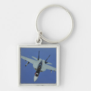 A US Navy F/A-18F Super Hornet in flight Keychain
