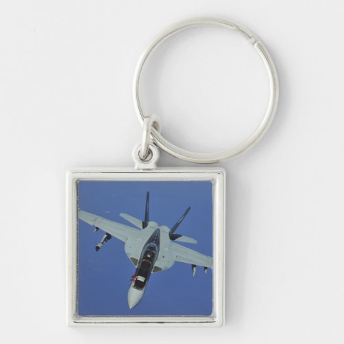 A US Navy FA_18F Super Hornet in flight Keychain