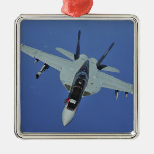 A US Navy F/A-18F Super Hornet in flight Metal Ornament