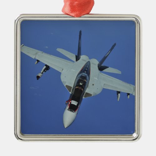 A US Navy FA_18F Super Hornet in flight Metal Ornament