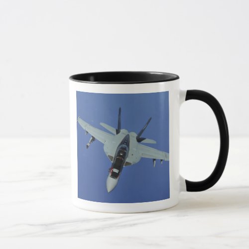 A US Navy FA_18F Super Hornet in flight Mug