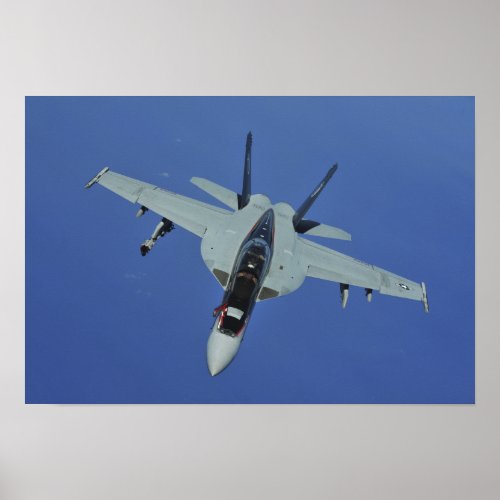 A US Navy FA_18F Super Hornet in flight Poster