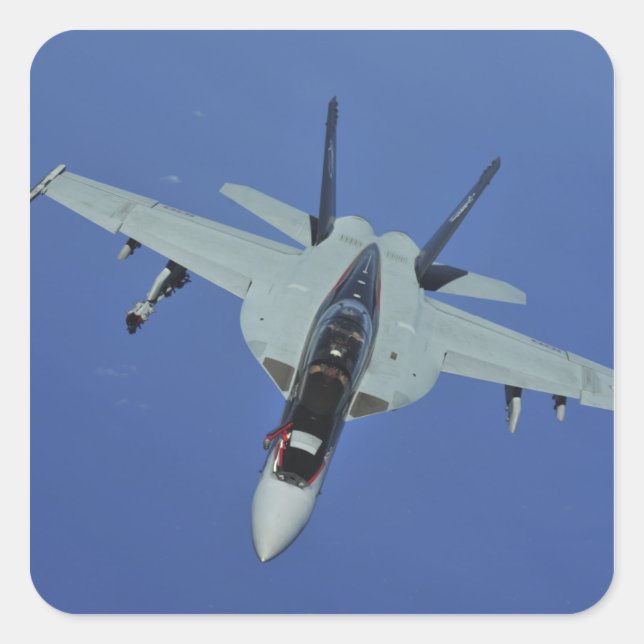 A US Navy F/A-18F Super Hornet in flight Square Sticker (Front)