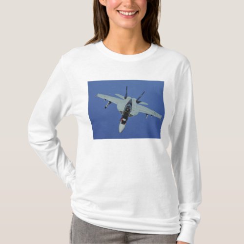 A US Navy FA_18F Super Hornet in flight T_Shirt