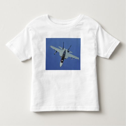 A US Navy FA_18F Super Hornet in flight Toddler T_shirt