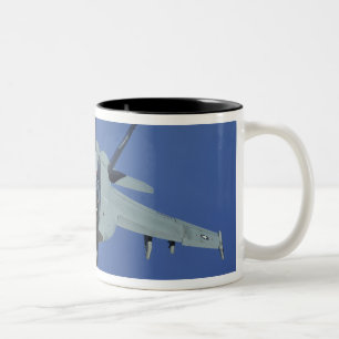 A US Navy F/A-18F Super Hornet in flight Two-Tone Coffee Mug