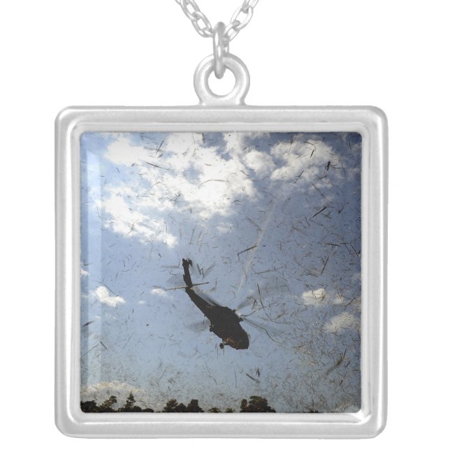 A US Navy HH-60 Seahawk Silver Plated Necklace (Front)
