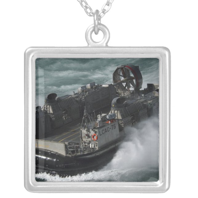 A US Navy Landing Craft Air Cushion Silver Plated Necklace (Front)