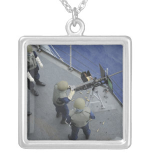 A US Sailor fires a 50-caliber M2HB Silver Plated Necklace