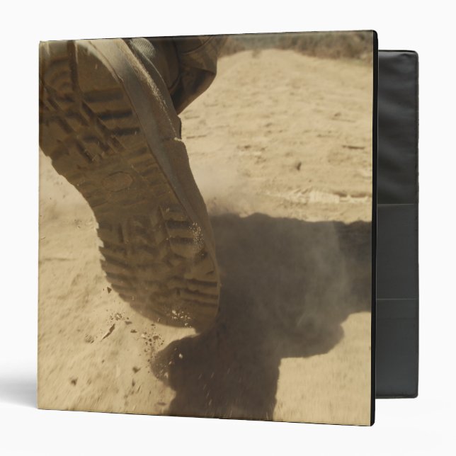 A US soldier walks along a dirt path 3 Ring Binder (Front/Inside)