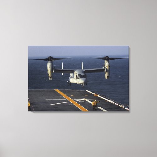 A V_22 Osprey aircraft prepares to land Canvas Print