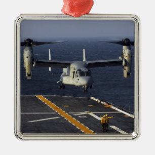 A V-22 Osprey aircraft prepares to land Metal Ornament