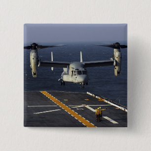 A V-22 Osprey aircraft prepares to land Pinback Button