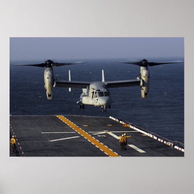 A V-22 Osprey aircraft prepares to land Poster (Front)