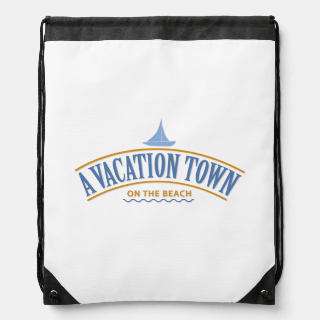 A vacation town on the beach Drawstring Backpack (Front)