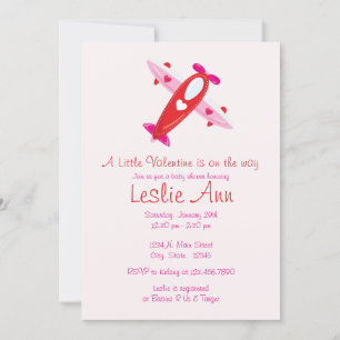 A Valentine Airplane Baby Shower Invitation