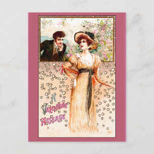 A Valentine Message Victorian Valentine Holiday Postcard