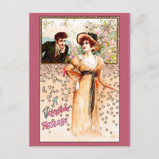 A Valentine Message Victorian Valentine Holiday Postcard