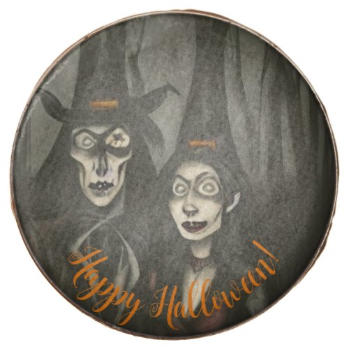 A vampire and a witch in Halloween Chocolate Covered Oreo