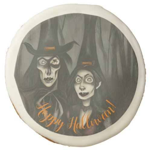 A vampire and a witch in Halloween Sugar Cookie