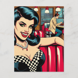 A Vampire at the retro diner Postcard