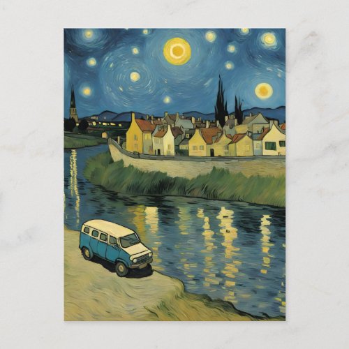 A Van Down By The River Van Gogh Parody Postcard