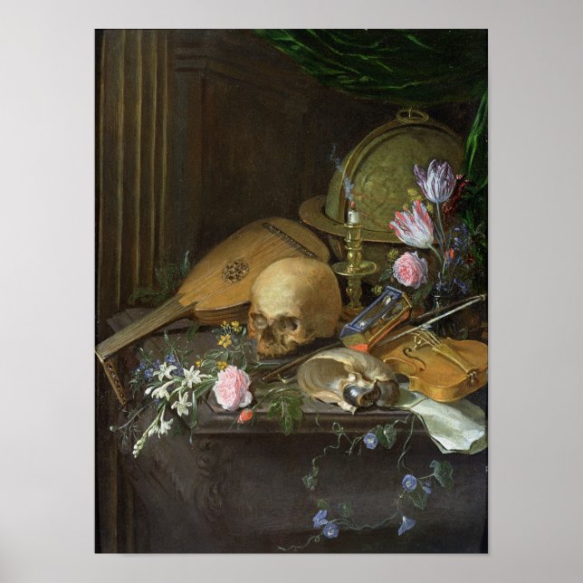 A Vanitas Still Life with a Nautilus and a Lute Poster (Front)