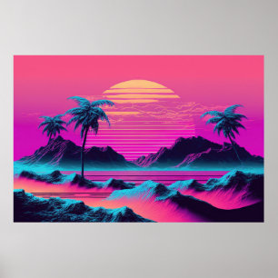 A Vaporwave Celebration of Oceanic Beauty Poster