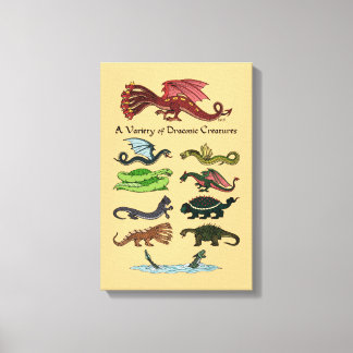 A Variety of Draconic Creatures Canvas Print