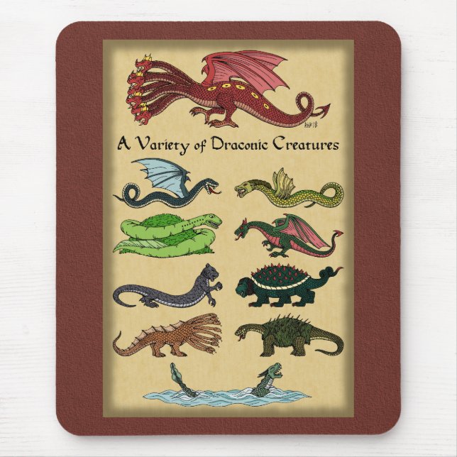 A Variety of Draconic Creatures Mouse Pad (Front)
