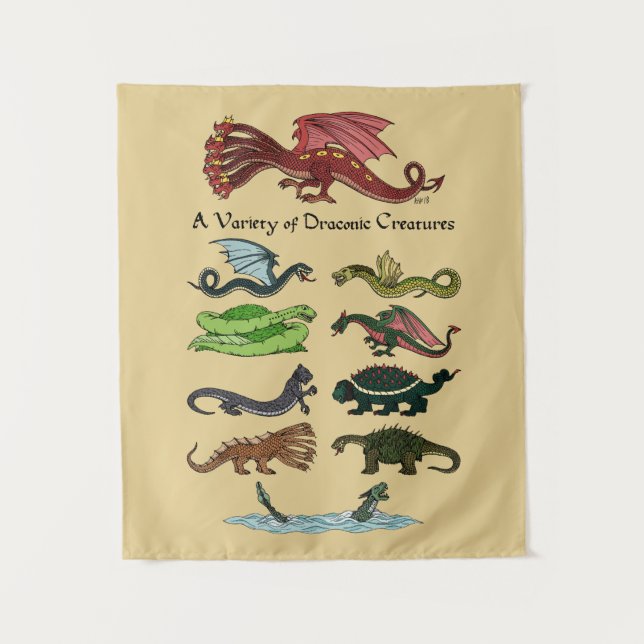 A Variety of Draconic Creatures Tapestry (Front)