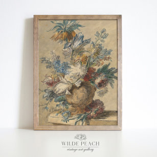A Vase Bouquet of Spring Flowers vintage painting Poster