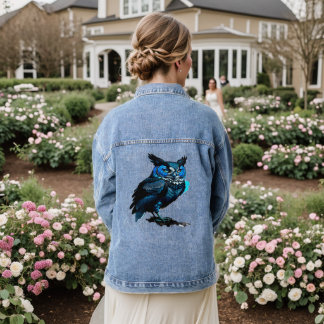 A very beautiful blue owl denim jacket
