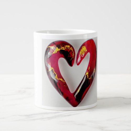 a very beautiful human heart shaped glass organic  giant coffee mug