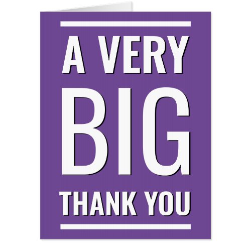 A Very Big Thank You Purple Minimalist Oversized Card