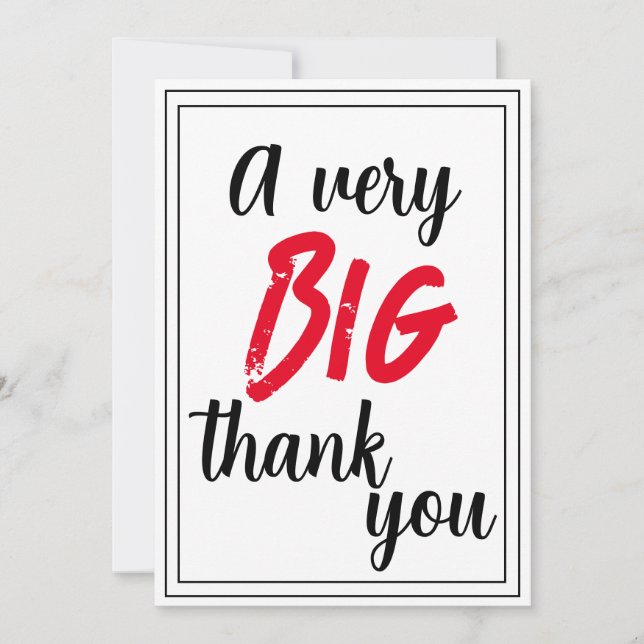 A Very Big Thank You Red Black Framed Appreciation Card (Front)