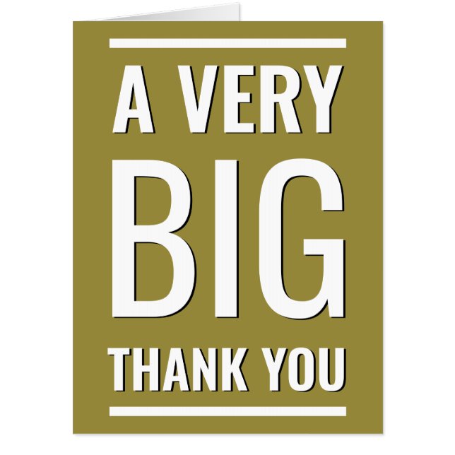A Very Big Thank You Text Gold And White Oversized Card (Front)