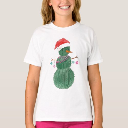 A Very Cactus Christmas Snowman T_Shirt