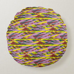 a very colorful pattern with a lot of different co round pillow