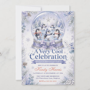 A Very Cool Celebration Penguin Winter Birthday Invitation