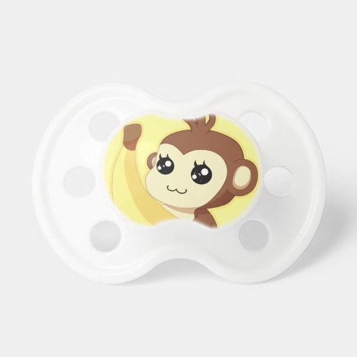 A very cute and kawaii monkey holding a banana pacifier | Zazzle