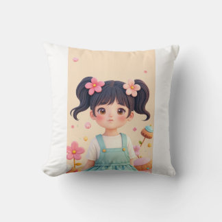 a very cute girl throw pillow
