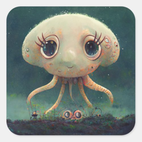 A very cute octopus friend square sticker