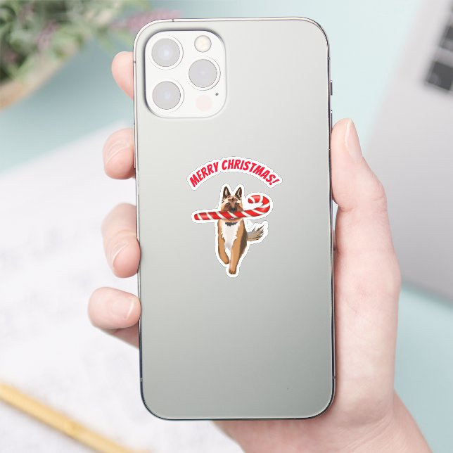 A Very German Shepherd Candy Cane Christmas  Sticker (Phone)