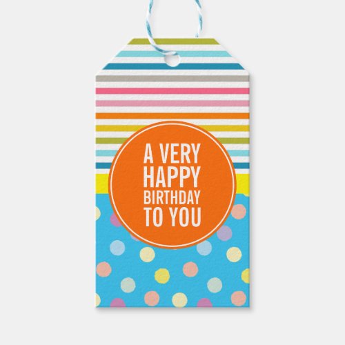 A Very Happy Birthday To You Colorful Striped Gift Gift Tags