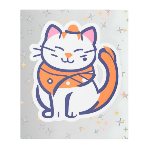 A very happy white and pink tuxedo cat Metal Wall  Metal Print