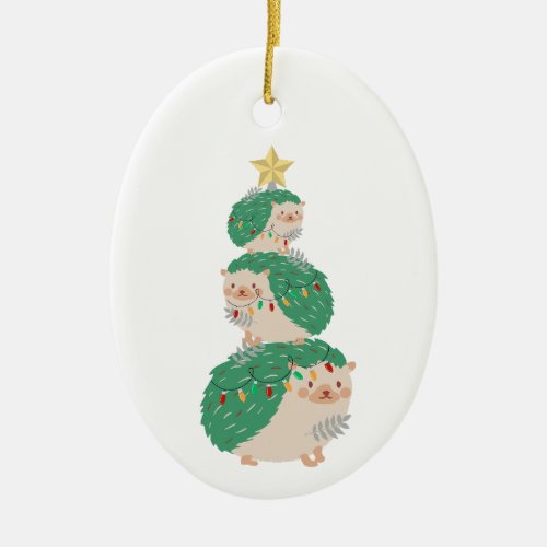 A Very Hedgehog Christmas Ceramic Ornament