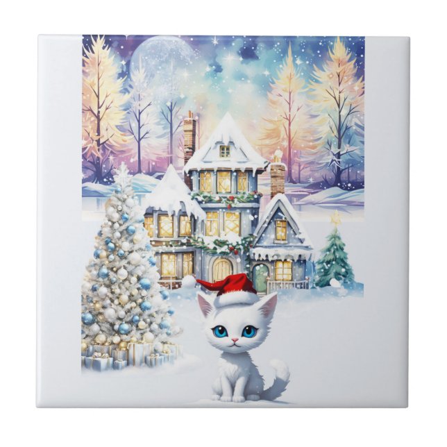 A VERY KIT KAT CHRISTMAS CERAMIC TILE (Front)