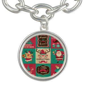 A Very Manly Christmas Moustache Collage Charm Bracelet