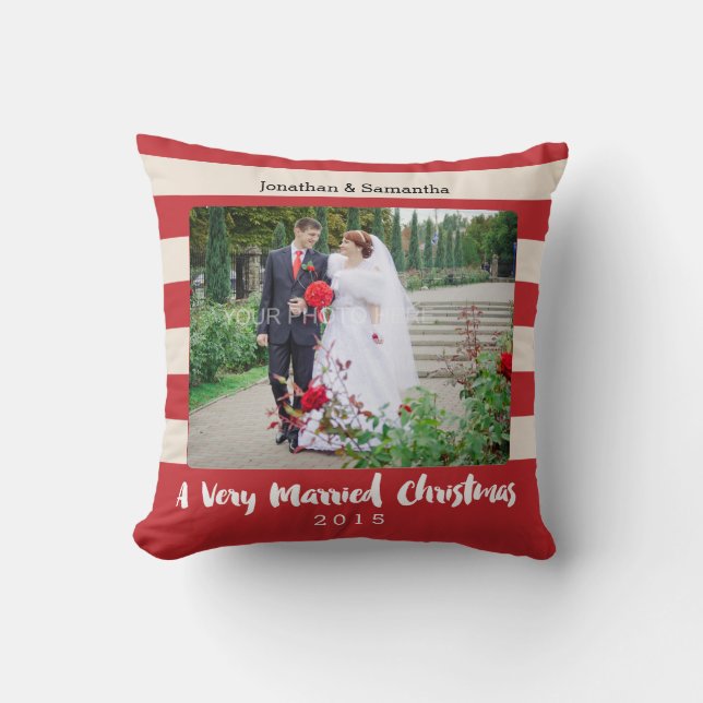 A Very Married Christmas, Photo Personalized Throw Pillow (Front)